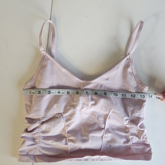 Free People Good Karma Rouched Cropped Tank Pink Size M/L - Picture 4 of 5